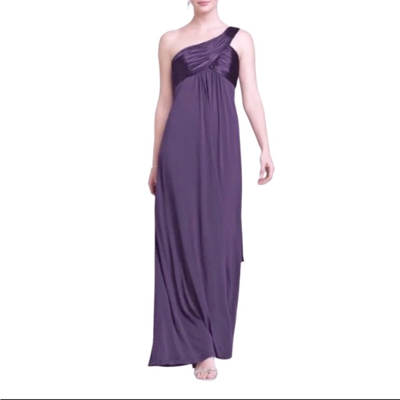 David's Bridal Purple One Shoulder Maxi Dress, 20 - Picture 2 of 11